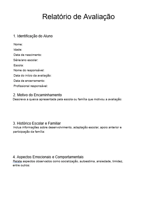Relatório de avaliação Geral